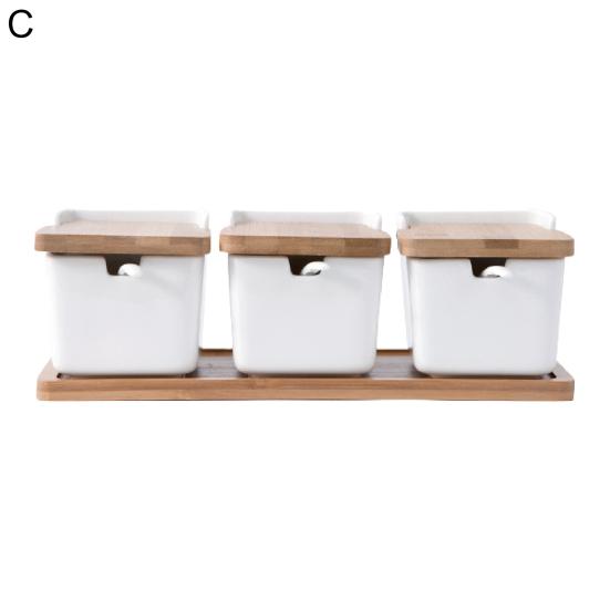 Коробка для приправ с откидной крышкой и ложкой на 250 мл, керамическая кастрюля для специй, соли, сахара, кухонный гаджет