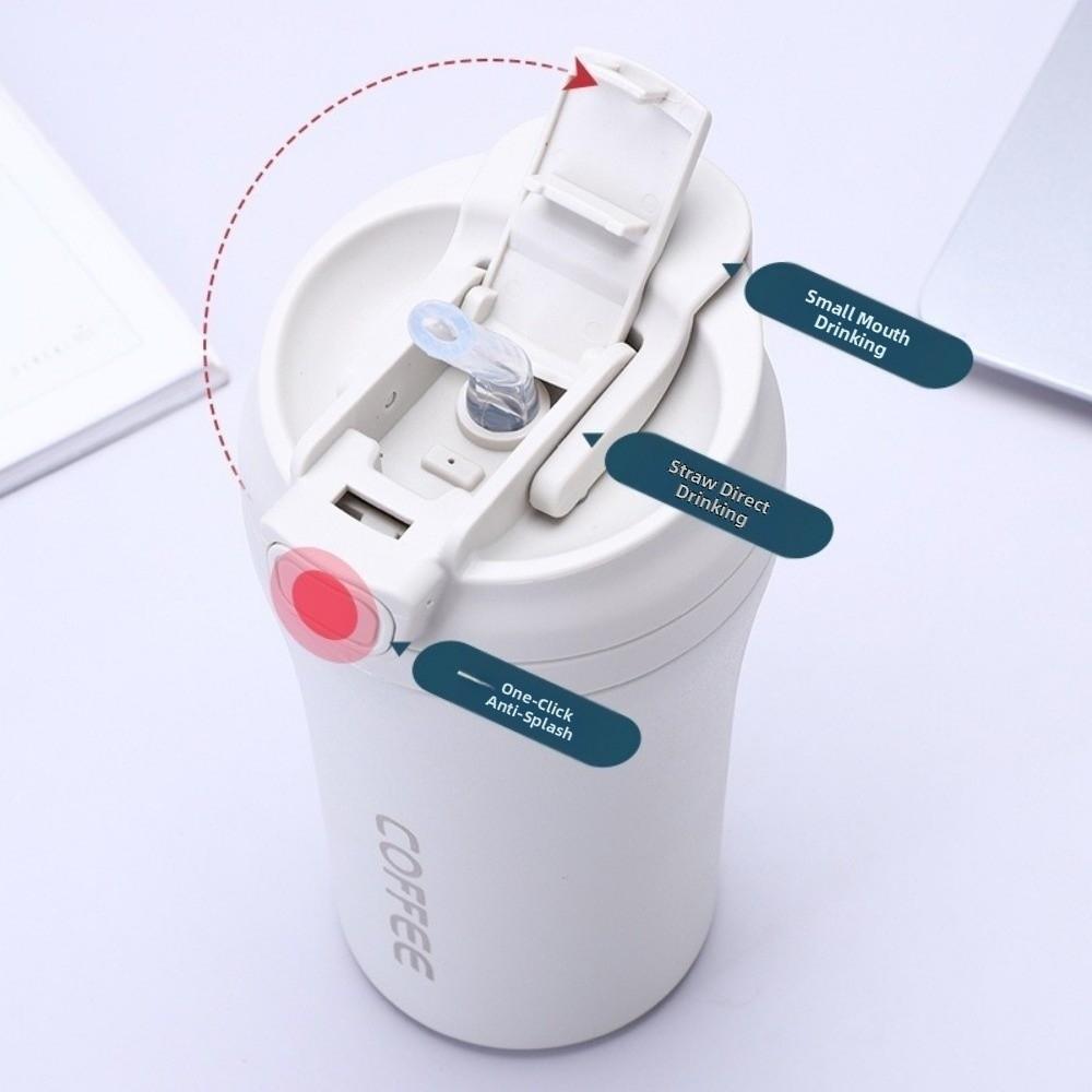 420ml Capacity Coffee Cup Flip Lid Water Bottle Creative Insulated Thermo Cup  Women Men