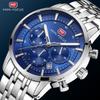 MINI FOCUS Luxury Silver Blue Quartz Watches Men Top Brand Chronograph Wristwatch Waterproof Luminous Business Watch Man