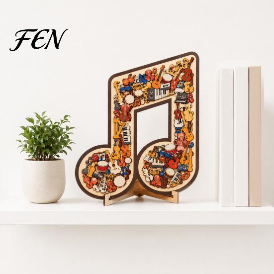 Instrument Note Jigsaw Puzzle Musical Wooden Decoration, Puzzle, Music Themed Family Night Challenge Game, Gift for Kids Adults Wood