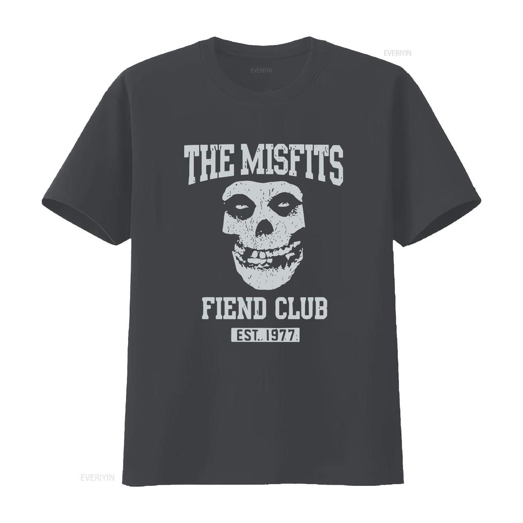Misfits Fiend Club Mens Black T Shirt Long or s Est 1977 Skull Print vintage Washed designer clothes Breathable graphic Soft