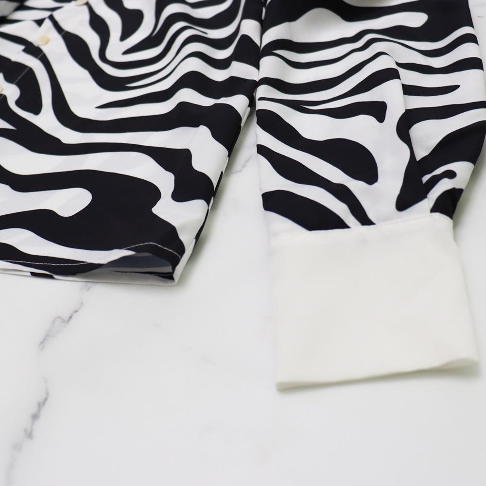 Весенне-летний женский костюм с длинными рукавами и принтом зебры, повседневный плиссированный полубоди с длинной юбкой