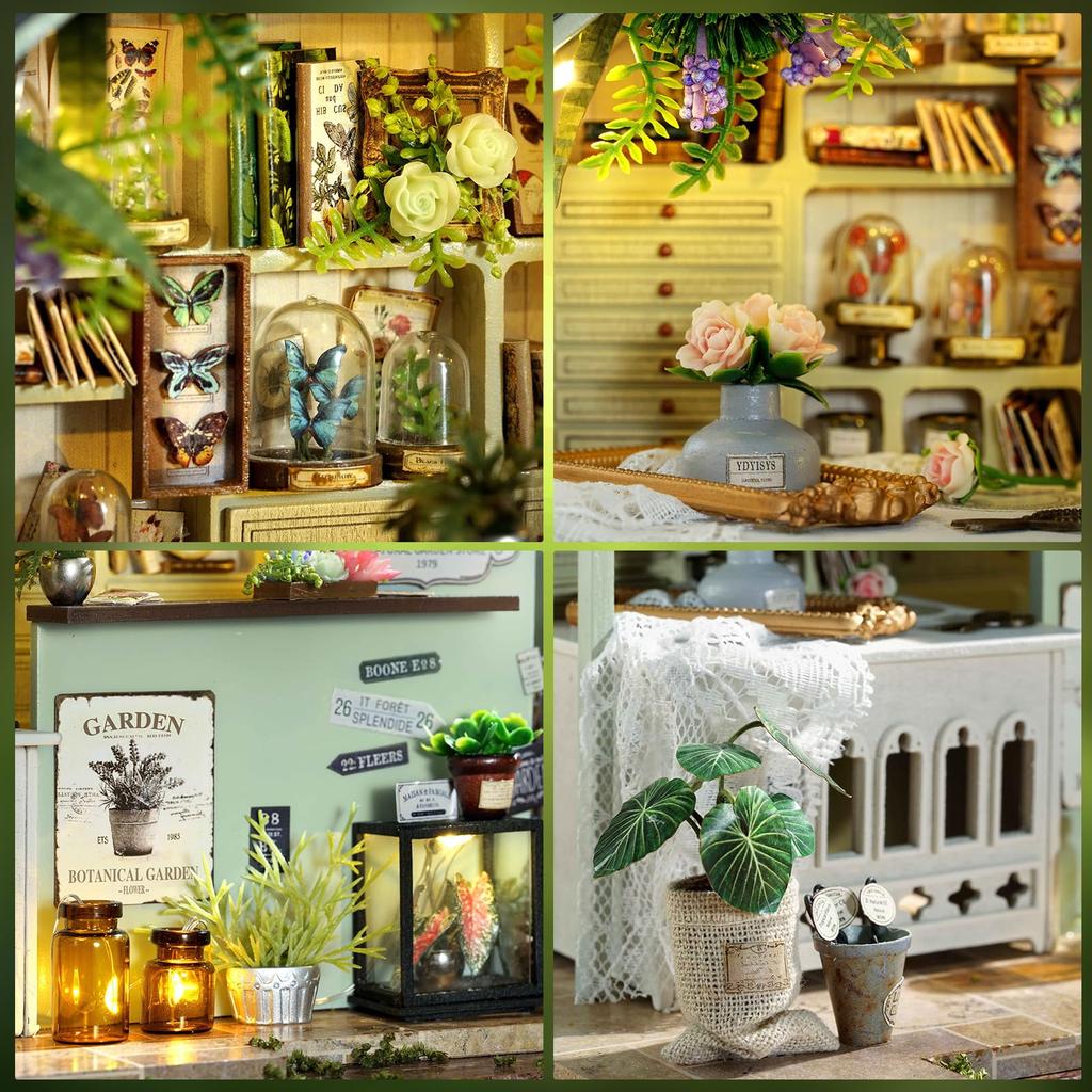 CRESYMME Dollhouse Miniature Kit, Wooden 3D Puzzle, DIY Handmade for Adults (Botanical Workshop)