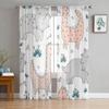 Funny Dinosaurs Tulle Curtains For Living Room Sheer Curtain Bedroom Veil Organza Decorative Window Treatments