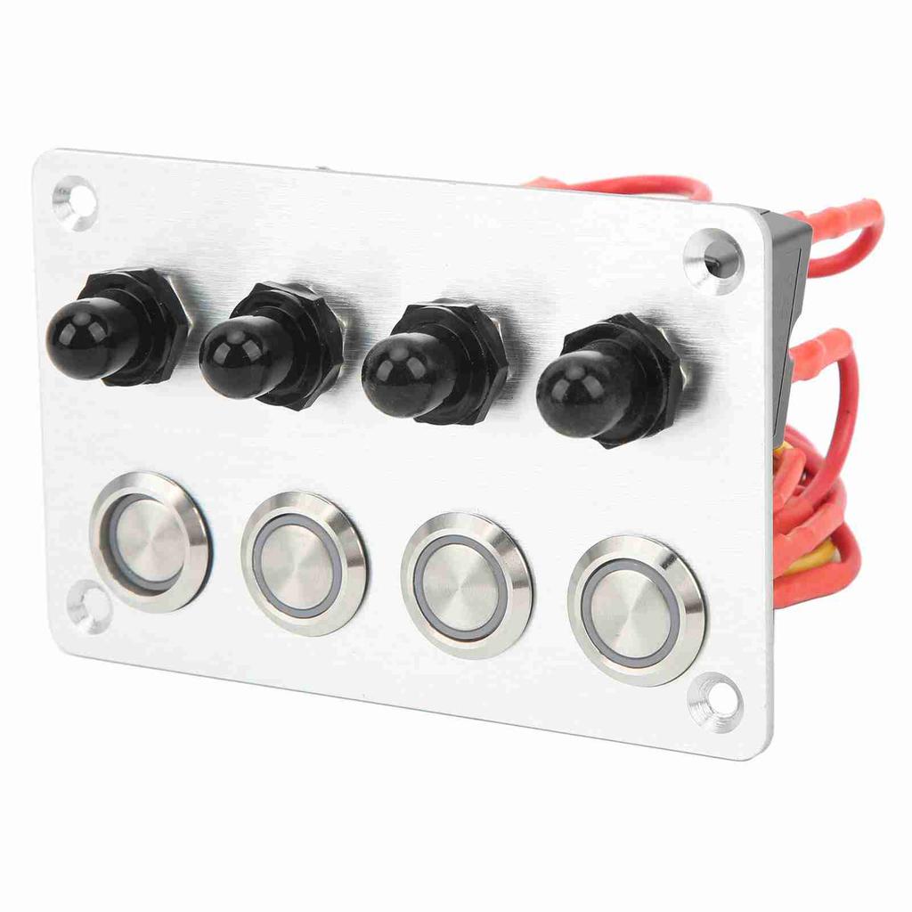 4-клавишная морская панель переключателей, синий светодиод, самоблокирующаяся кнопка, DC12V 16A, универсальная для автомобиля, лодки, дома на колесах, грузовика