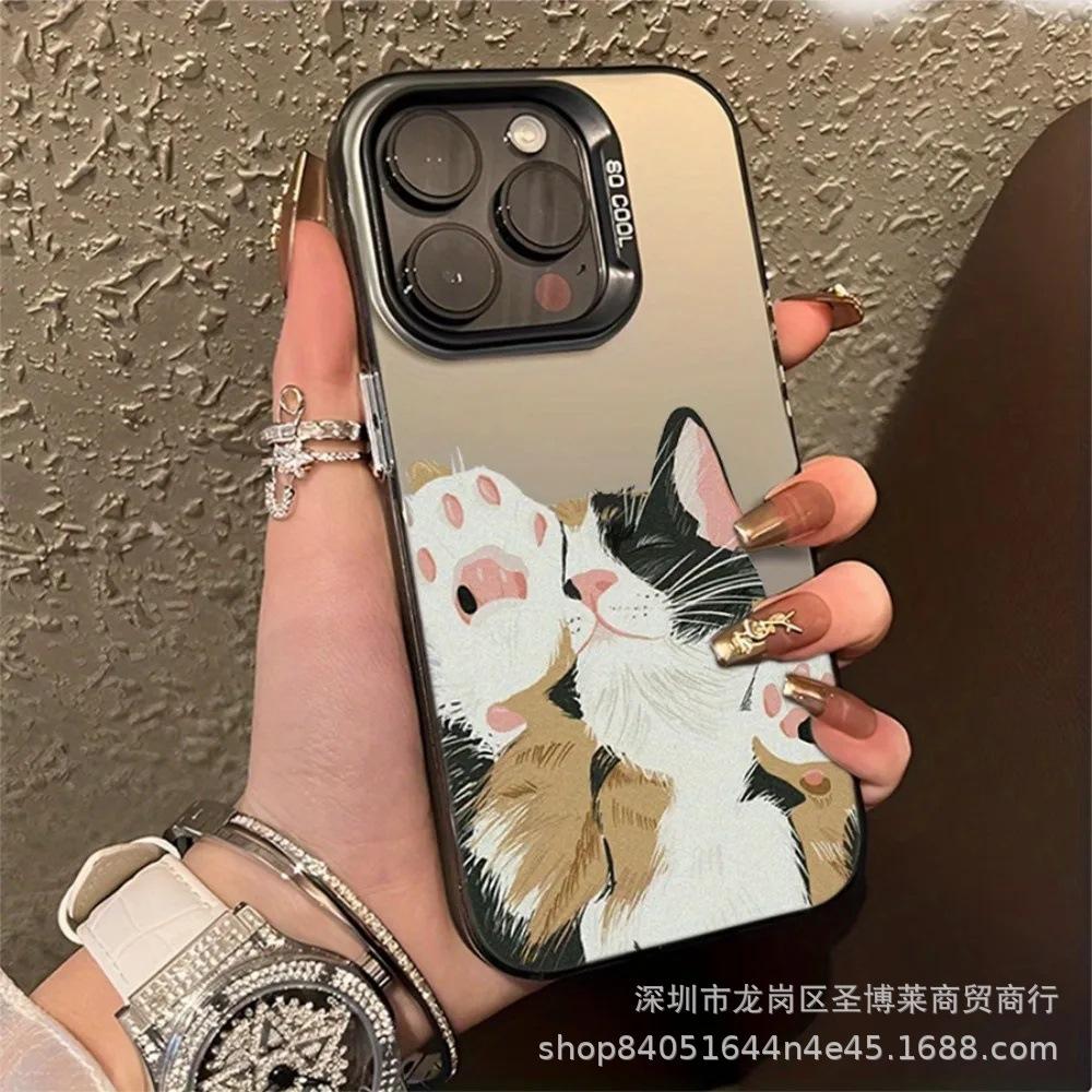 Милый кот наносит на Apple 15 цветной серебристый iPhone14Pro креативный 11promax матовый 16 защитный чехол 17