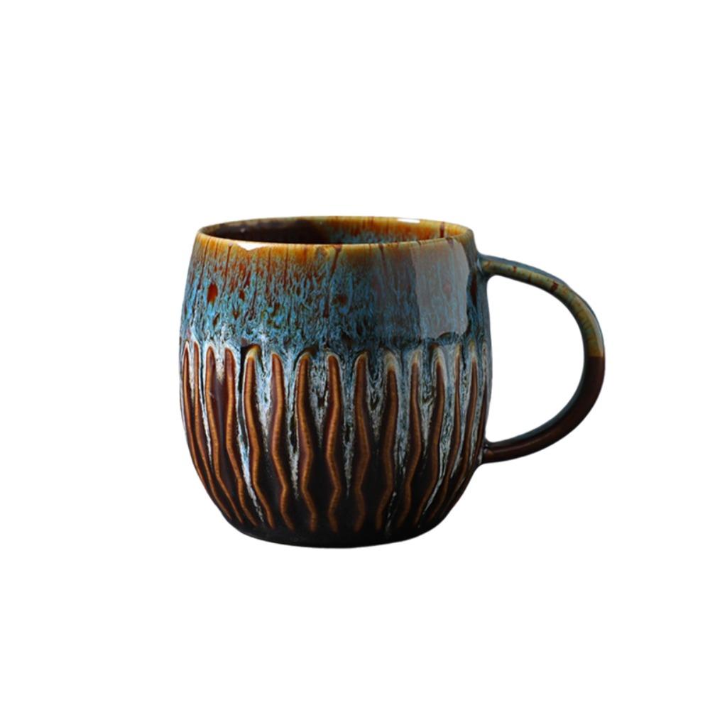 Unique 600ml Kiln-Changing Coffee Mug Ceramics Microwave Safe Breakfast Cup Large Capacity Milk Cup Living Room