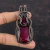 Граненый кашмирский рубиновый кулон, кулон из медной проволоки, кулон ручной работы, медная проволока, ювелирные изделия, кулон с драгоценным камнем, уникальный кулон для подарка