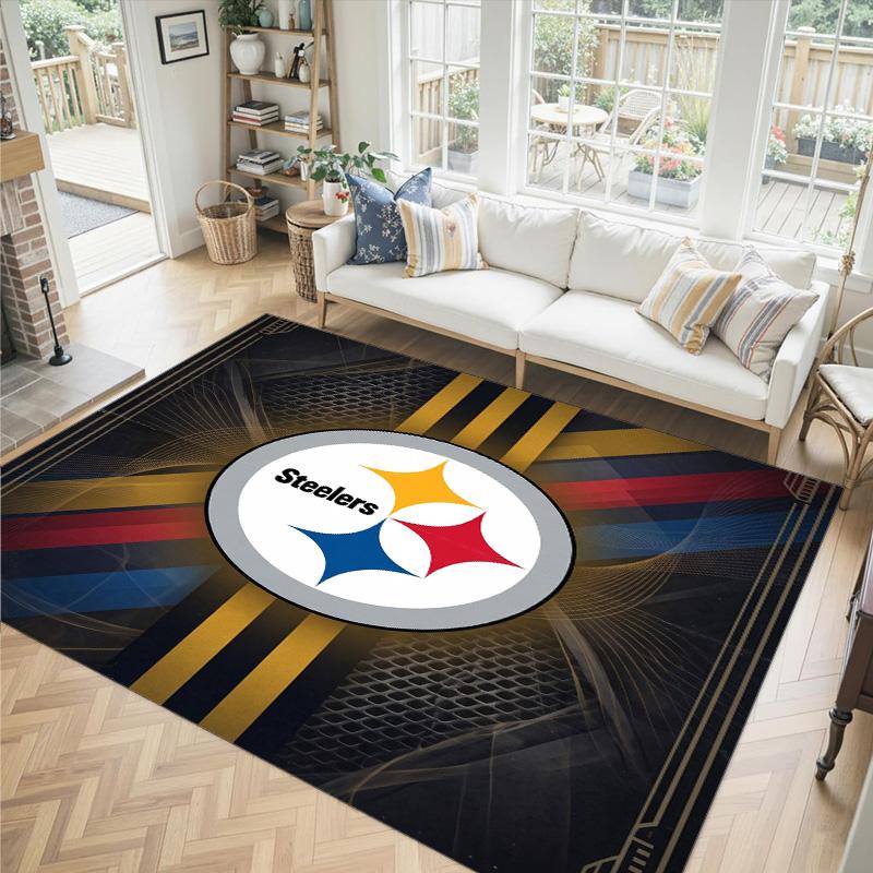 Pittsburgh Steelers Design Crystal Velvet Carpet Cozy Non?Slip Printed Rug For Bedroom Living Room Entrance