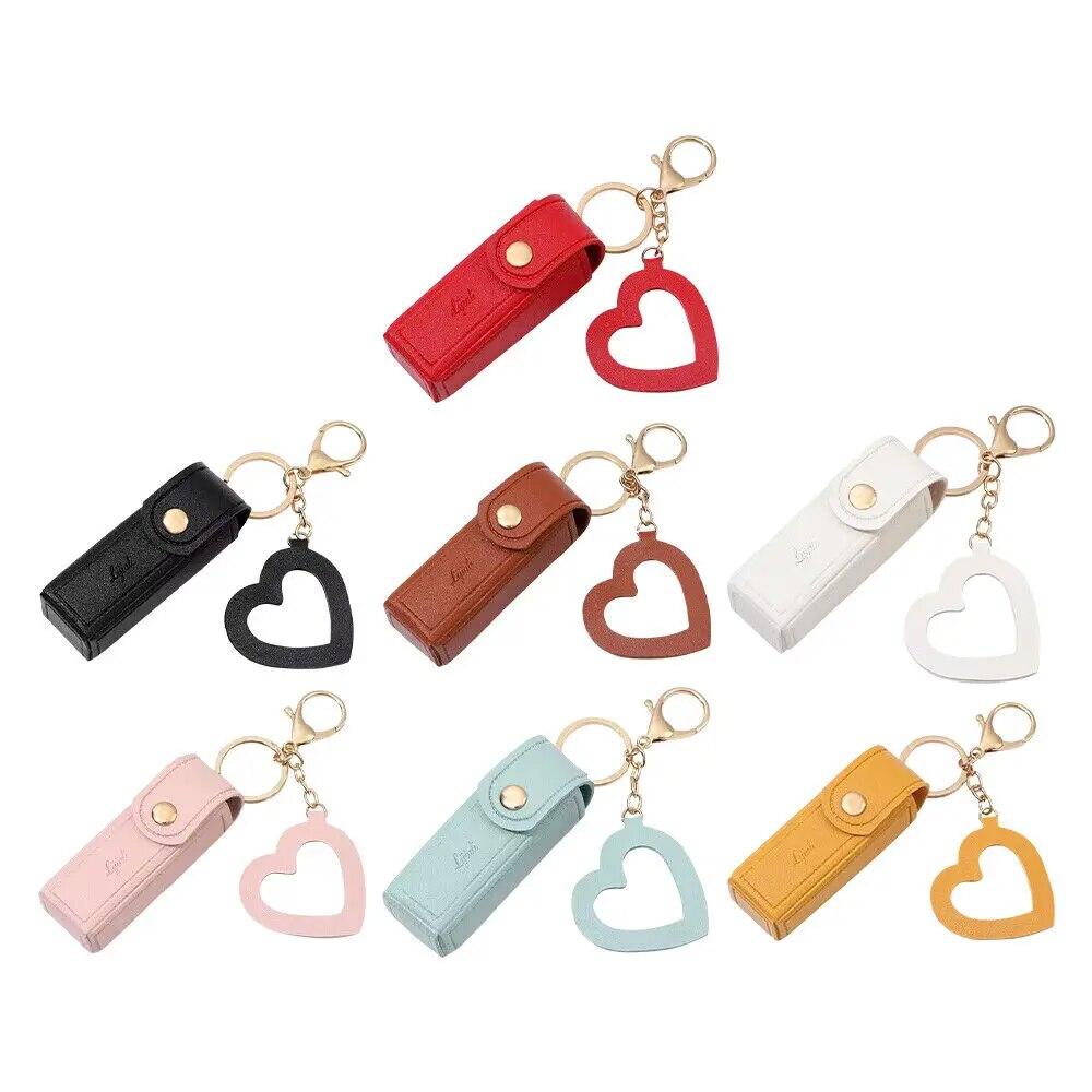 1PC Portable Glitter Lipstick Bags Wallet Keychain Mini Storage Bag for Women Gift Solid Color Lipsticks Protective Cover