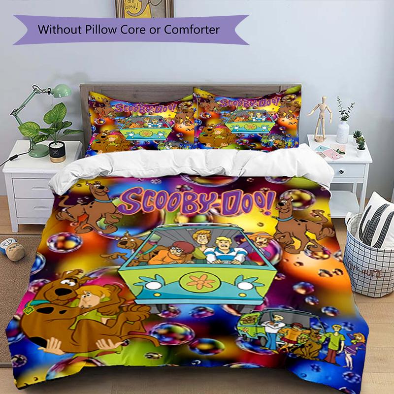 3pcs Duvet Cover Set (1*Duvet Cover + 2*Pillowcase, Without Core), Scooby Print Bedding Set, Bedroom Decor, All‑Season, Birthday Gift