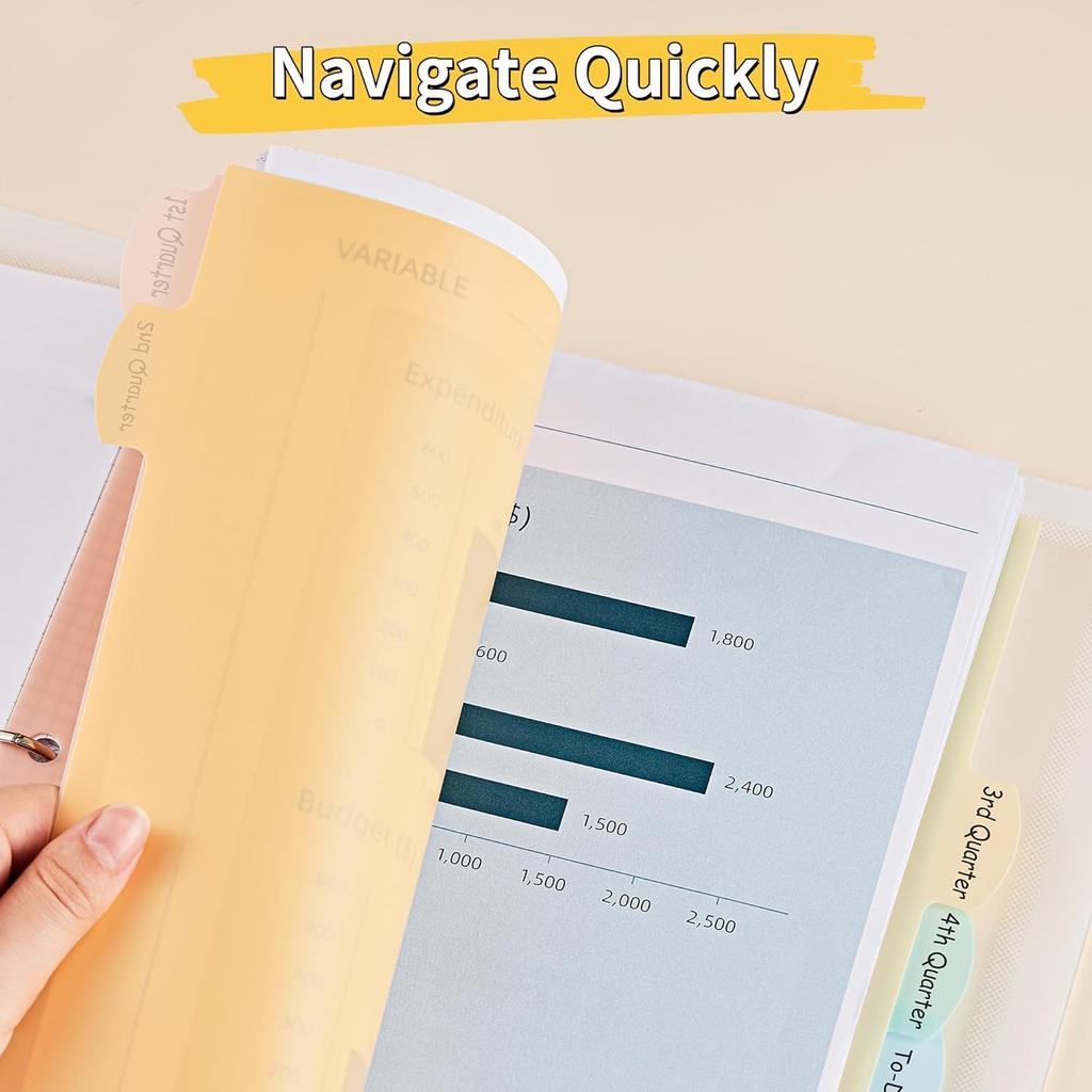 JARLINK 8 Tabs Dividers for 3 Ring Binder, Durable Plastic Write & Erase Binder Dividers for Letter Size, Cute Binder Dividers for Student, Teacher,