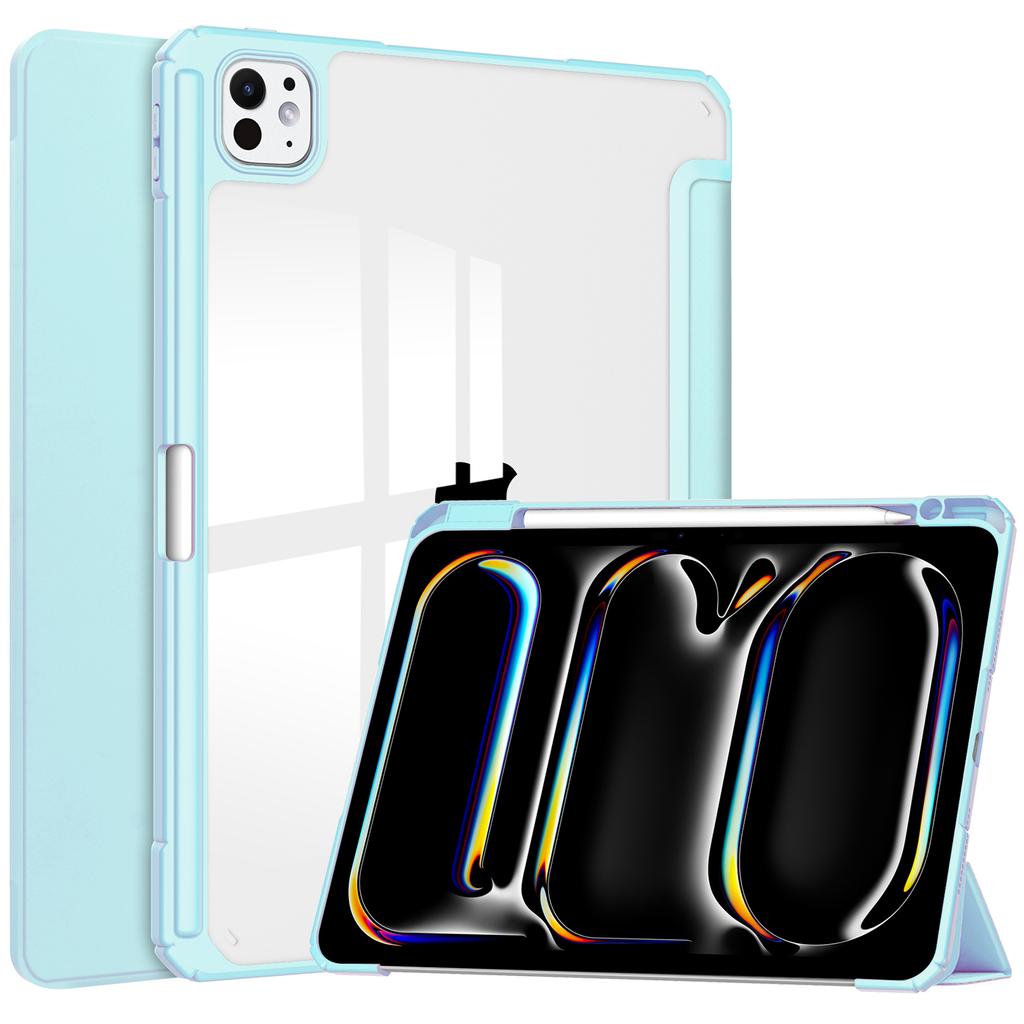 Для iPad Про 13 (2024) Чехол с держателем для стилуса из ПУ кожи, прозрачный, с функцией автоматического включения/выключения