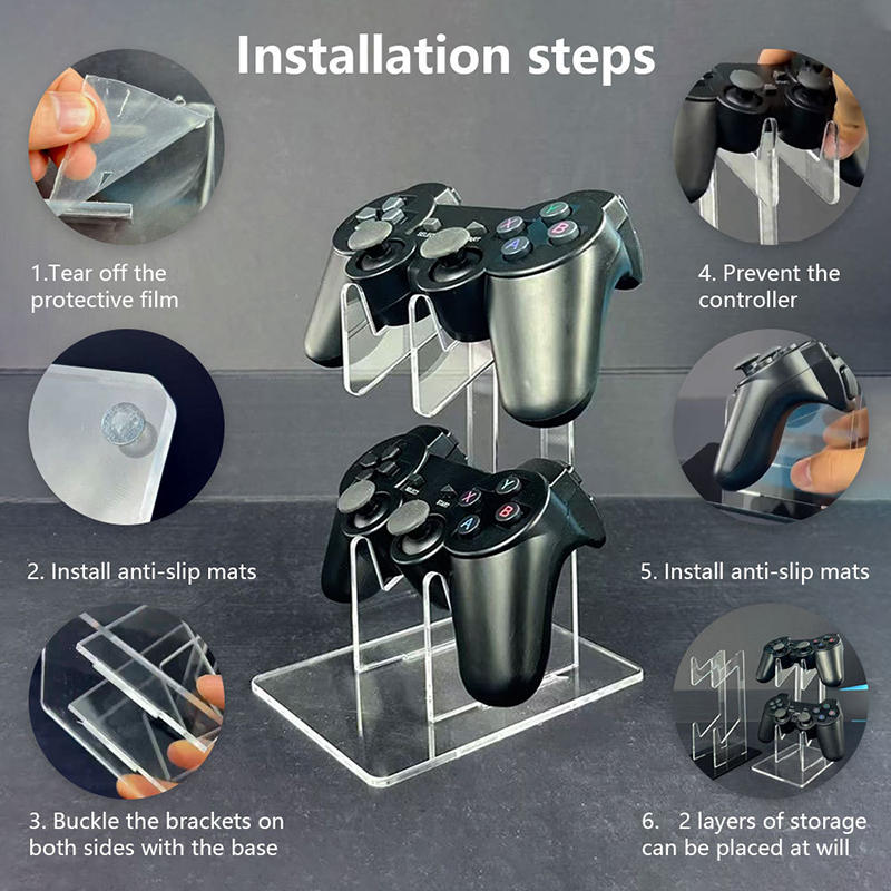 Подставка для геймпадов с держателем для наушников Прозрачный 2-ярусный органайзер для игровых аксессуаров Стойка для хранения 1/2 геймпадов PS5 PS4