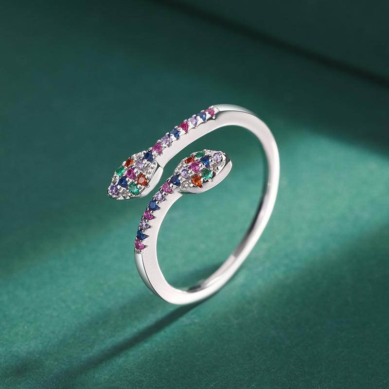 Креативное серебряное кольцо в форме змеи S925 для женщин, послушное цветное кольцо с цирконом, ювелирные изделия, подарок на годовщину, ювелирные изделия из стерлингового серебра, украшения для вечеринок