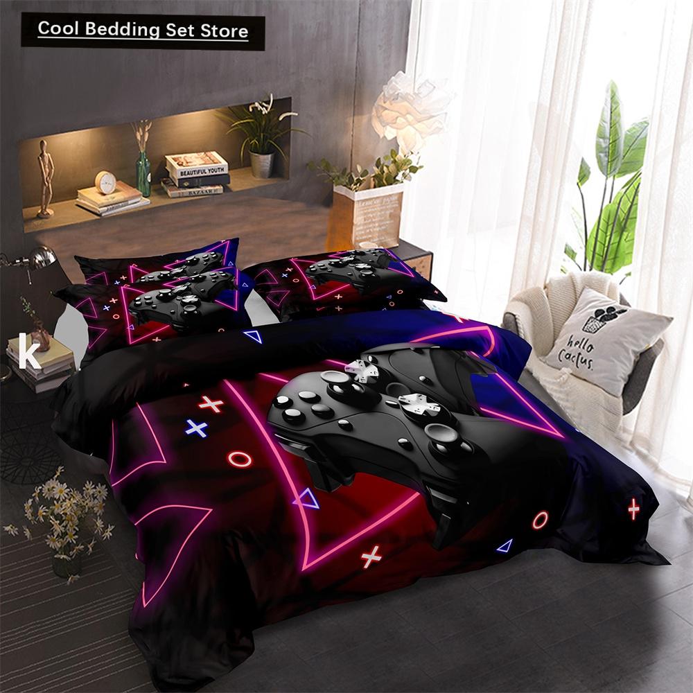 Пододеяльник Game King Queen 3D Black Game Handle Комплект постельного белья для детей, подростков, мальчиков, мужчин, геймеров, декор спальни, пододеяльник, наволочка