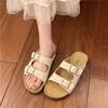 Double Buckle with One-word Slippers for Women To Wear 2025 New Fashionable Retro Lazy Pedal Beach Cool Slippers