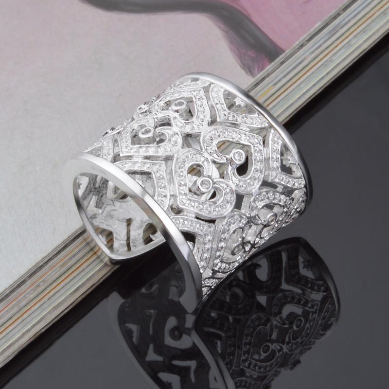 2024 New Fashion High Quality 925 Sterling Silver Hollow Heart Flower Ring For Women Wedding Party Gifts