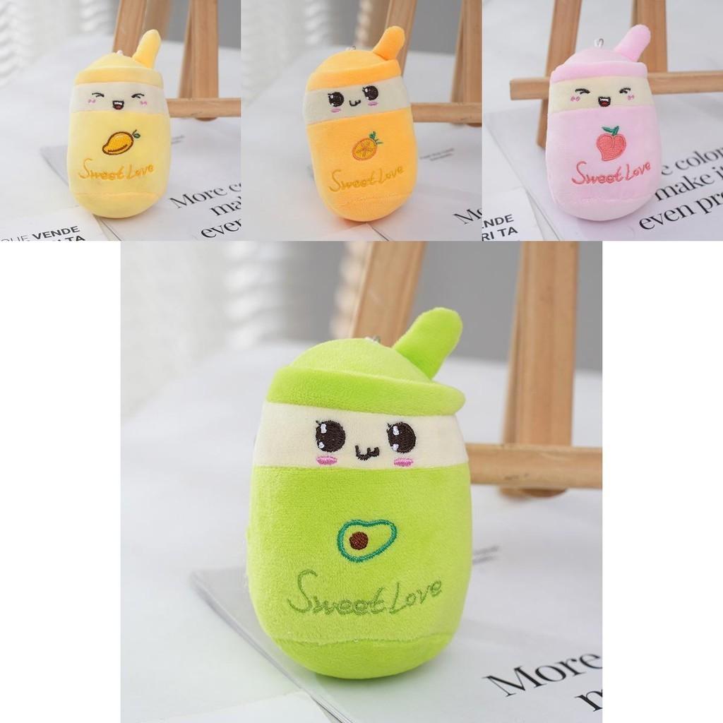 Adorable Plush Fruit Boba Tea Cup Keychain 12cm Stuffed Toy Backpack Charm