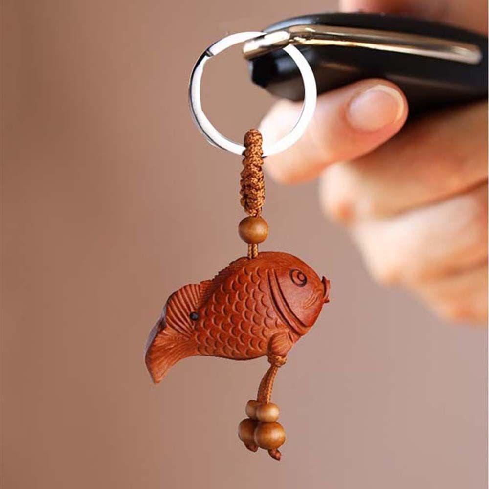 Персиковое дерево Веревка удачи Тибетский буддизм Подвеска в виде рыбки Брелок Брелок Рыба Брелоки для ключей Цепочка для ключей от машины