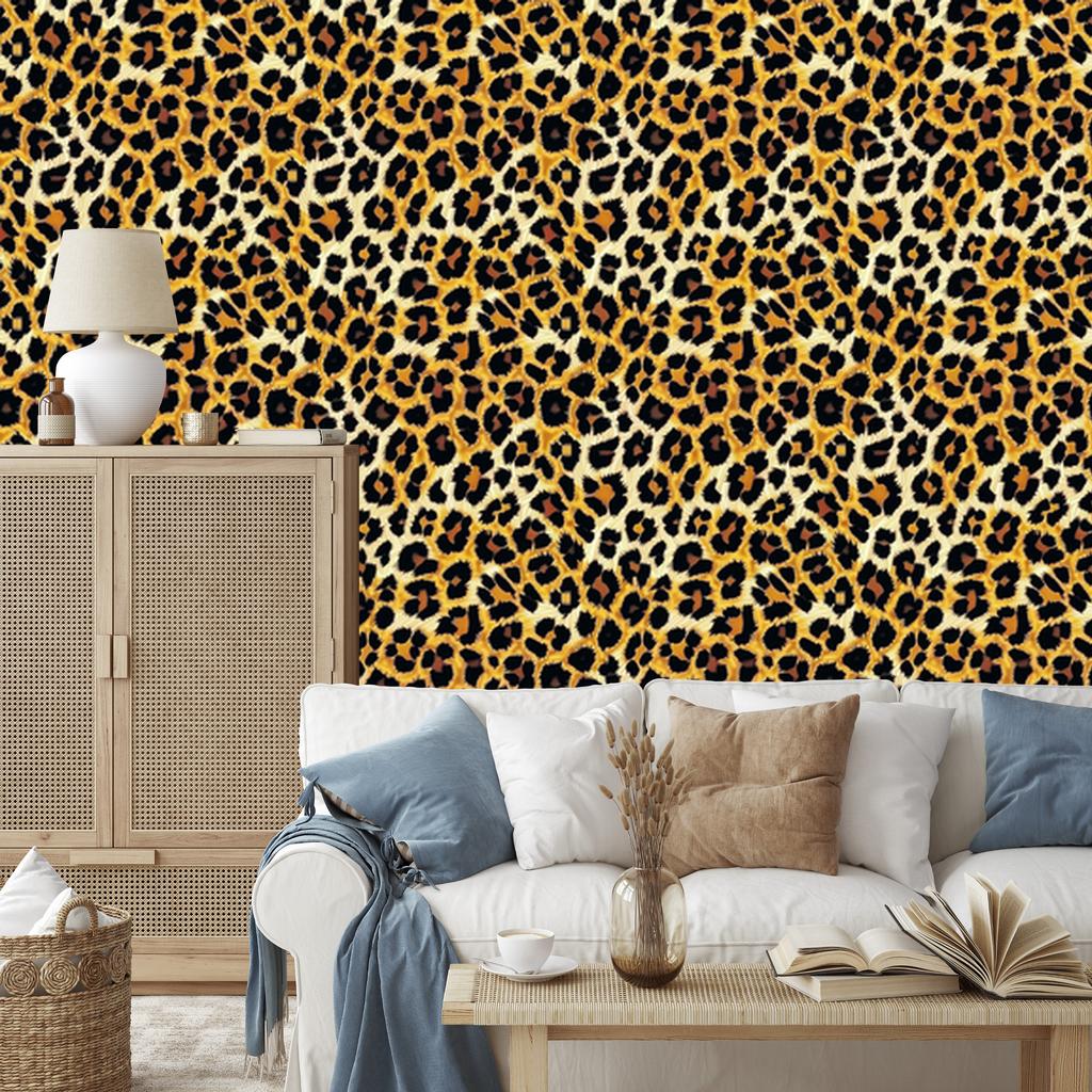 Animal Skin Wallpaper Gold, Ocher and Black for Living Room and Bedroom 50x1000