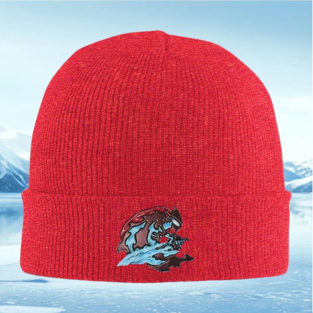Winged creature flowing ice design Unisex Women Unisex Knitted Hat Beanie Pullover Cap Winter Thermal Warm Christmas Outdoor Cyclin