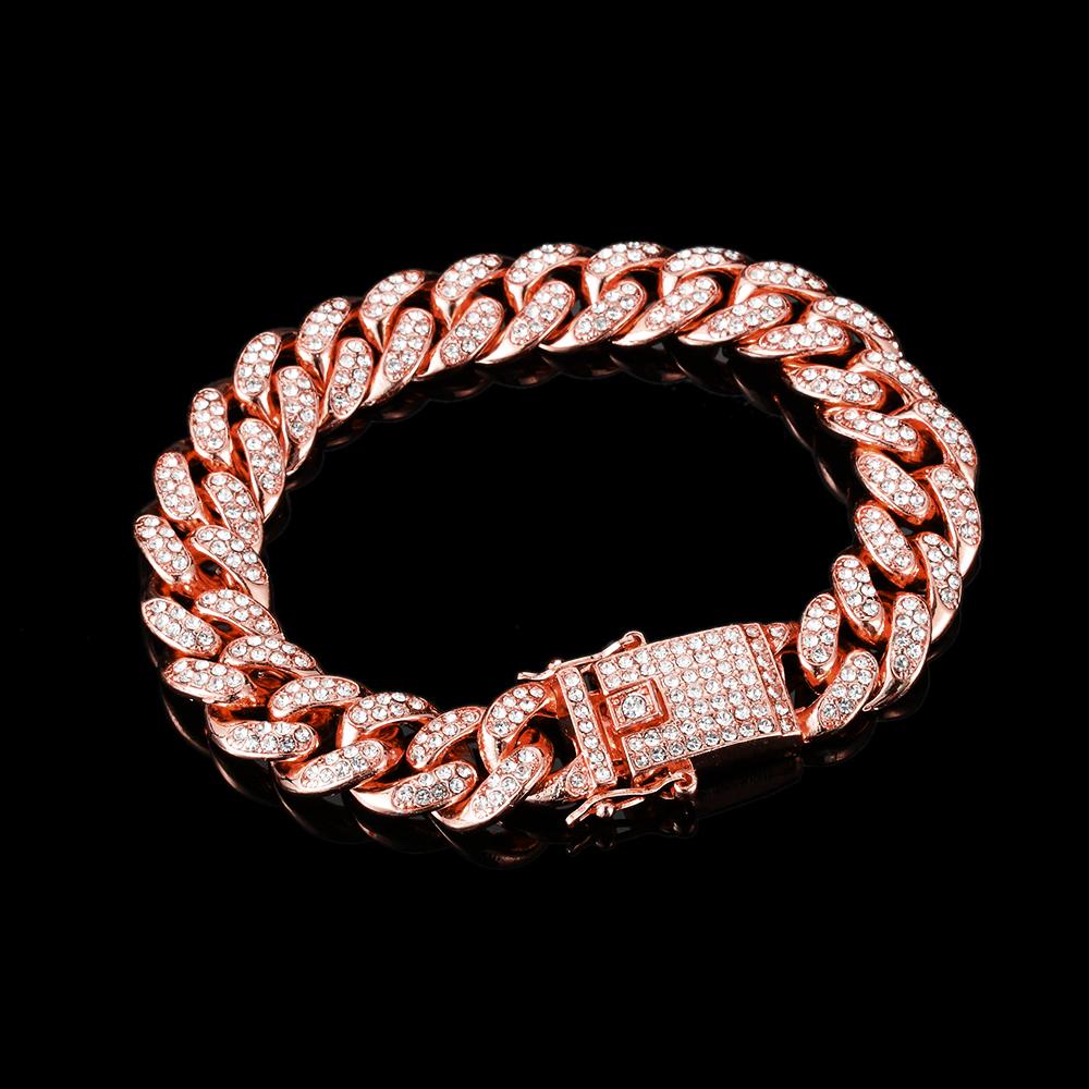 Women Men Fashion Bracelet Luxury Shiny Inlaid Rhinestone Bracelet Link Chain Hip Hop