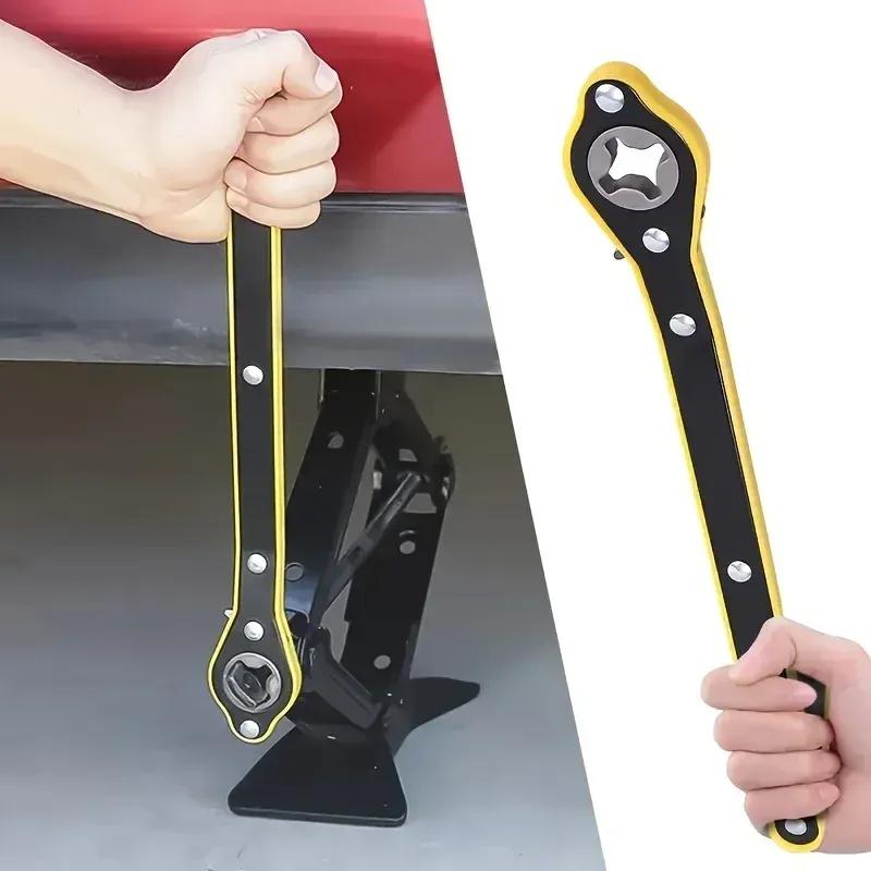 Universal Car Lug Wrench 360DegreeSwivel Tire Wheel Ratchet Wrench Repair Tool Easy Fix for Your Vehicles Wheels