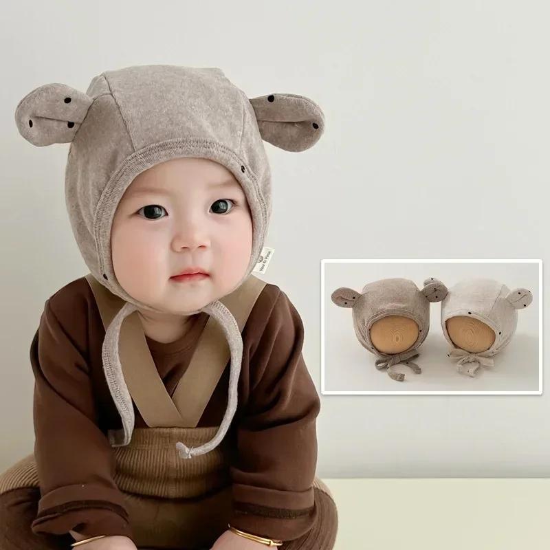 Милая мультяшная модная шапочка для новорожденных, милая шапочка с медвежьими ушками и кроличьими ушками, реквизит для фотосъемки младенцев, мягкая хлопковая шапочка для малышей
