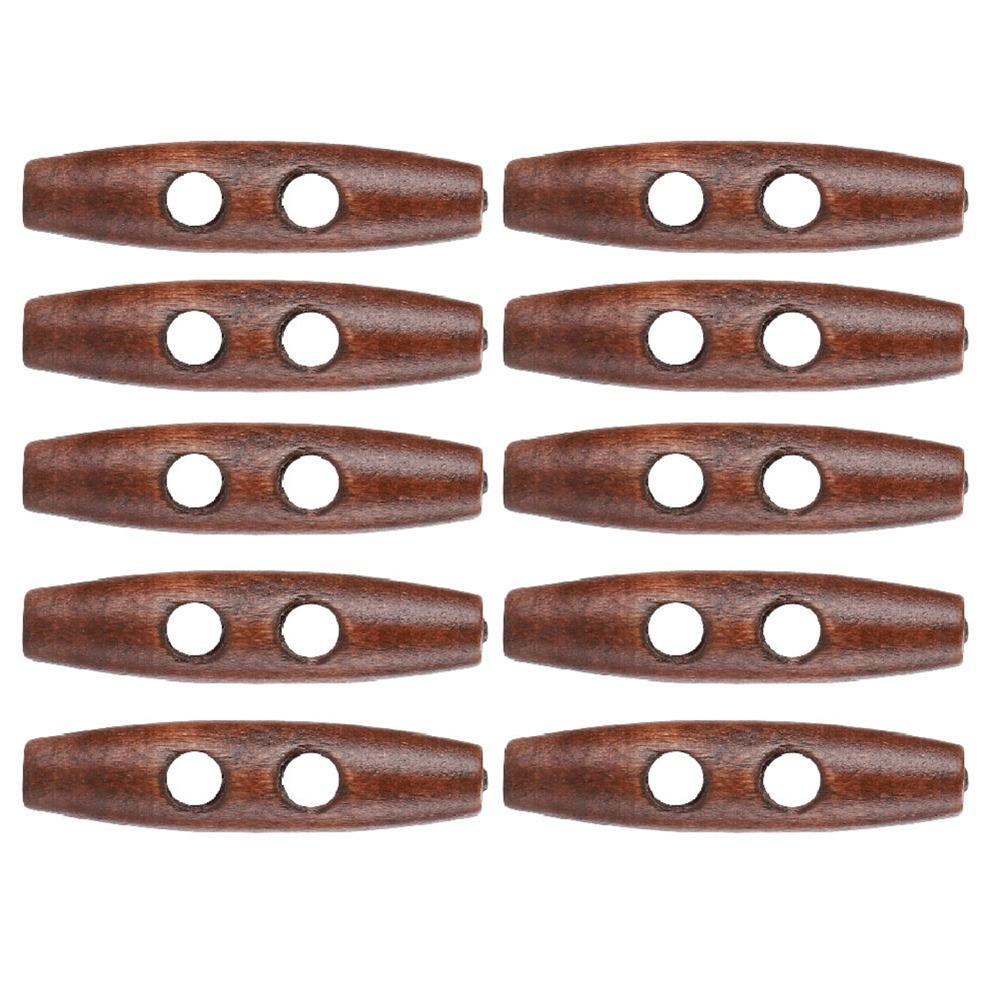 50Pcs 2.0x0.5in 2 Holes Buttons Olive Shape Sewing Buttons Wood Toggle Buttons DIY Clothing