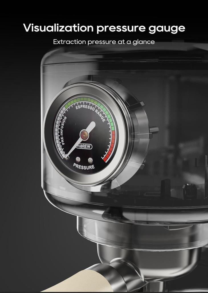 New HiBREW H10B Espresso Coffee Machine, 20Bar Extraction Pressure, Semi-Automatic, Adjustable Temperature & Cup Volume