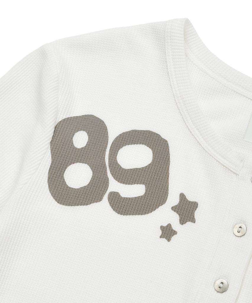 Waffle Henley с длинным рукавом и графическим принтом LMR, цвет слоновой кости