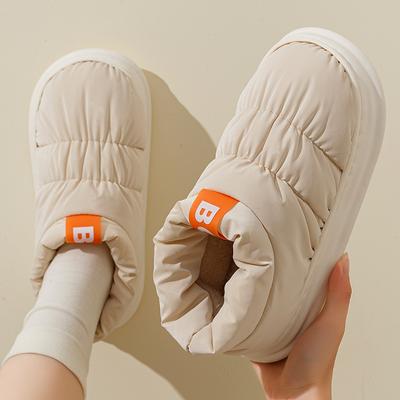 Мешок и хлопковые тапочки для мужчин зимой Водонепроницаемые нескользящие хлопковые туфли на толстой подошве для пар дома Пуховые хлопковые тапочки для женщин зимой