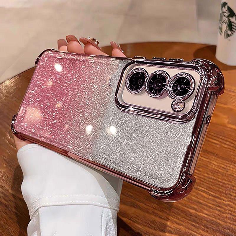 Чехол для Realme14x Блестящий чехол для телефона для OPPO Realme 14x 12 14 pro plus C61 C53 C51 Note 50 60 Задний Прозрачный Роскошный Женский Чехол