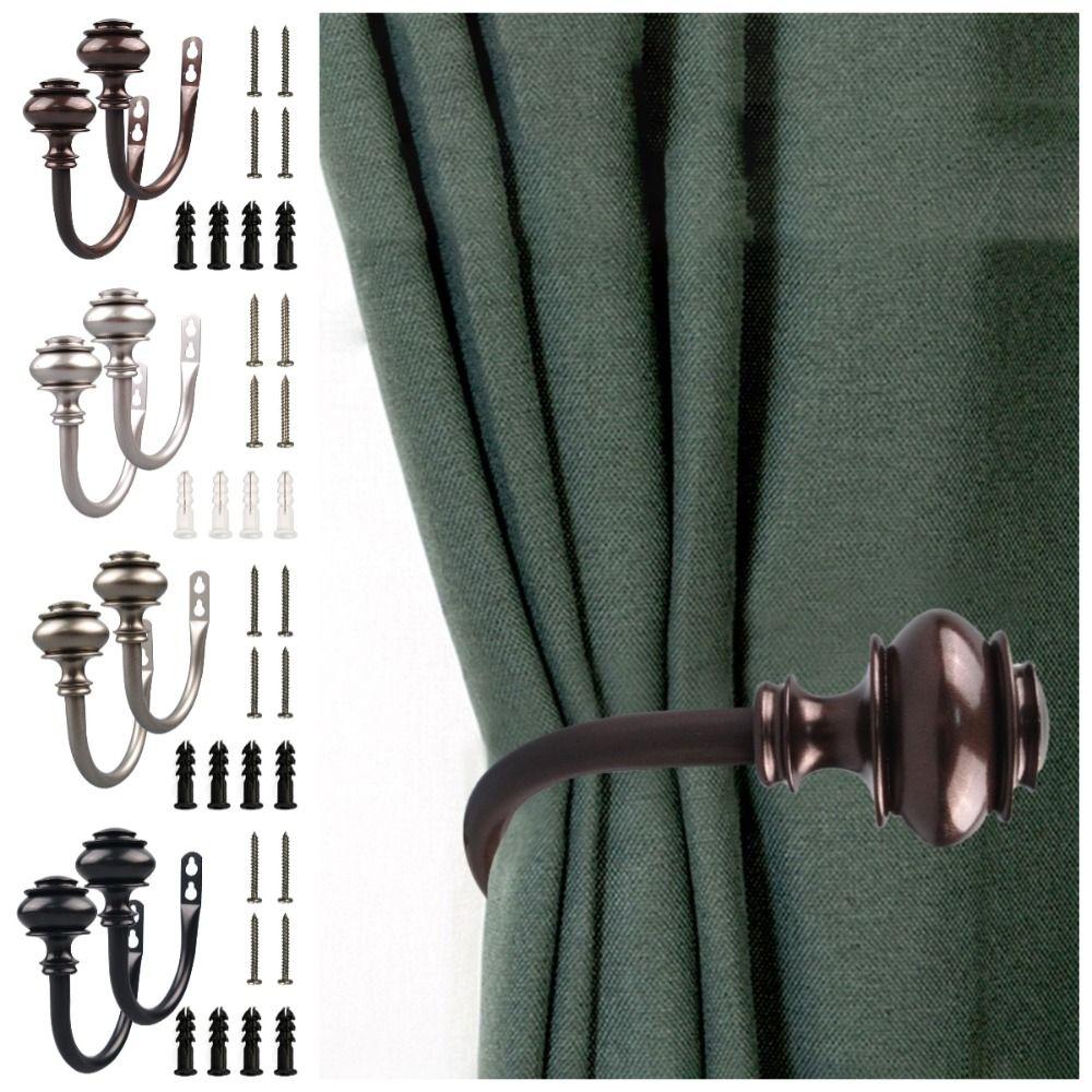 2Pcs Vintage Style Curtain Hanging Hook Wall Mounted Drapery Tie Backs Tieback Hooks Bedroom