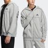 Adidas Свободная толстовка на молнии с принтом букв, топы унисекс, серая IA9437