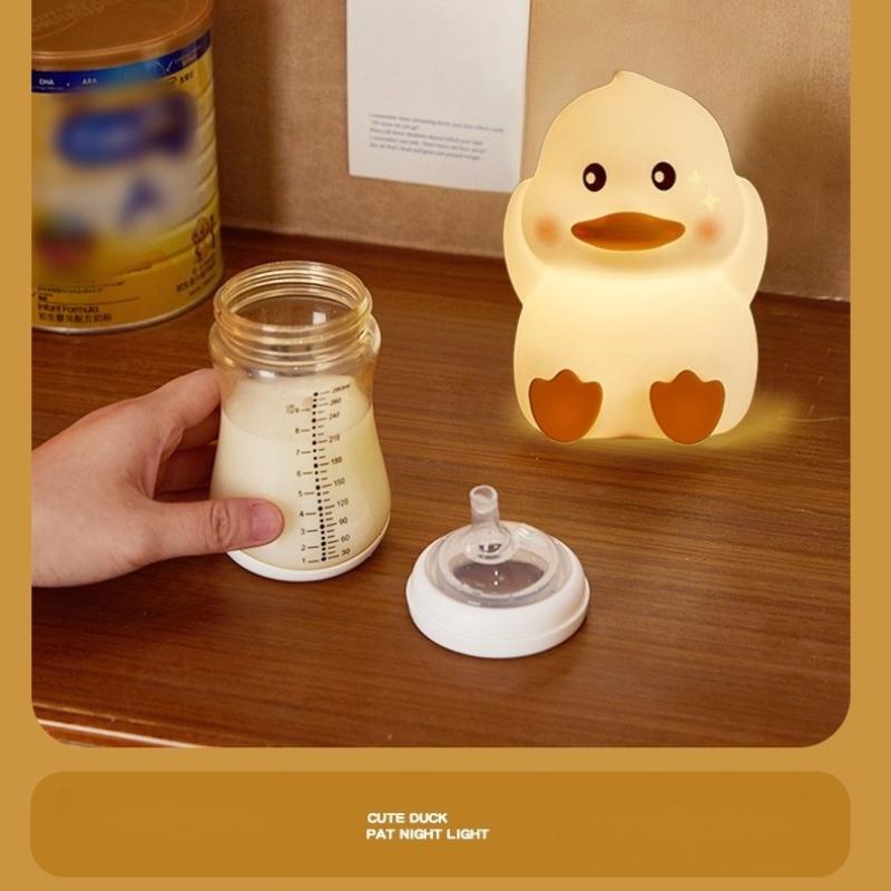 1pc Cute Duck Silicone Night Light with Timer and Dimmable Mode, USB Rechargeable, LED Seven-Color Silicone Night Light