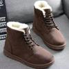 Winter New Flat Snow Boots Comfortable Warm Velvet Plush Cotton Shoes Round Toe Snow Boots Lace-up Short Boots Women