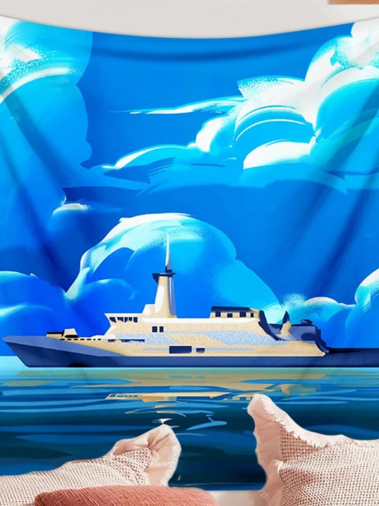 Пейзаж Подвесной тканевый декоративный гобелен Офисное украшение для гостиной Домашний настенный гобелен