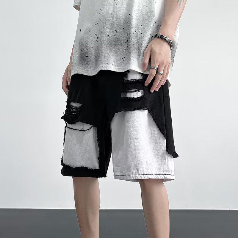 Расклешенные черно-белые мужские джинсы — американский стиль, дизайн Mandarin Duck, стильные широкие штанины уличного стиля.