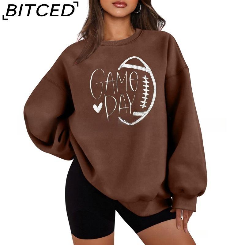 BITCED Relaxed Fit Letter Print O-Neck Sweatshirt