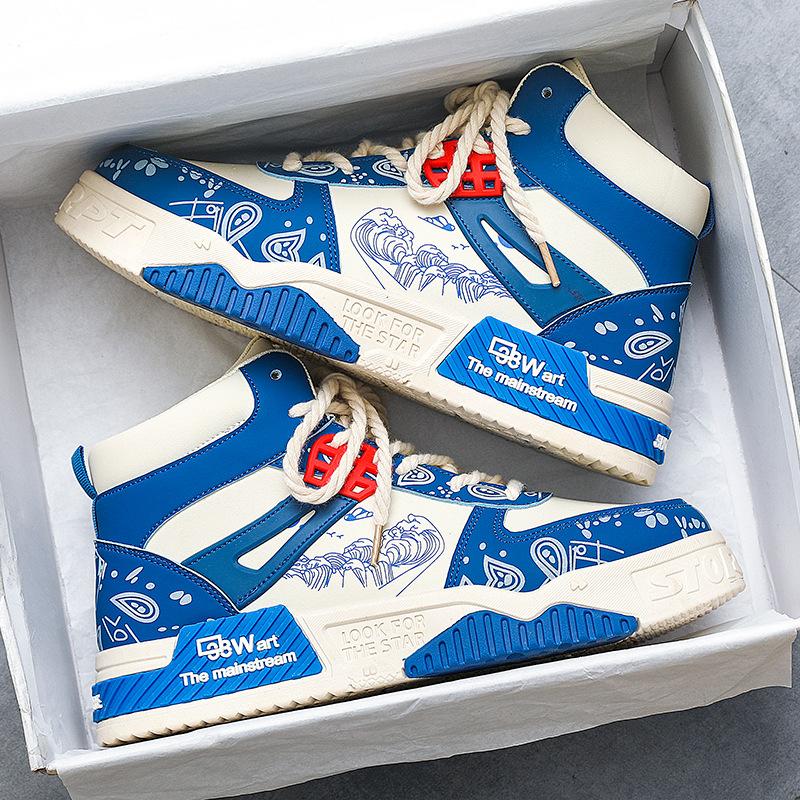Мужская новая обувь Мужская обувь для скейтборда Средние и высокие кроссовки Спортивная повседневная обувь Модная плоская повседневная баскетбольная обувь