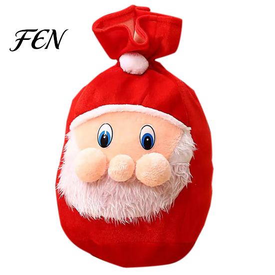 Christmas Present Bags Santa Claus Sack, Adjustable Drawstring Gift Bag, 3D Polyester Pouches Fabric Pouch, Holiday Party Supplies Treat Holders