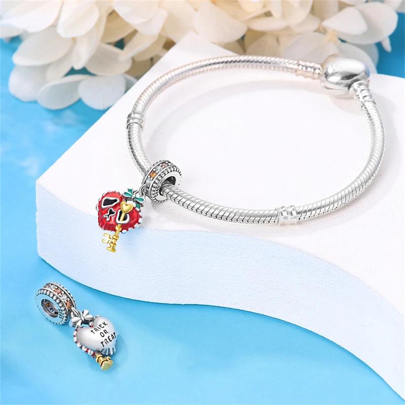 Copper Fashion Halloween Series Luminous Pumpkin Demon Skull Charms Beads Fit Original Bracelet Diy Jewelry