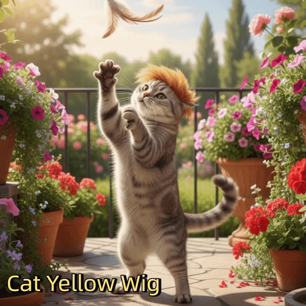 Сумасшедший Костюм Привлекательный Кот Желтый Парик Новинка DIY Отделка Кошачий Головной Убор Полиэстер Регулируемый Собачий Парик Вечеринка Переодевание