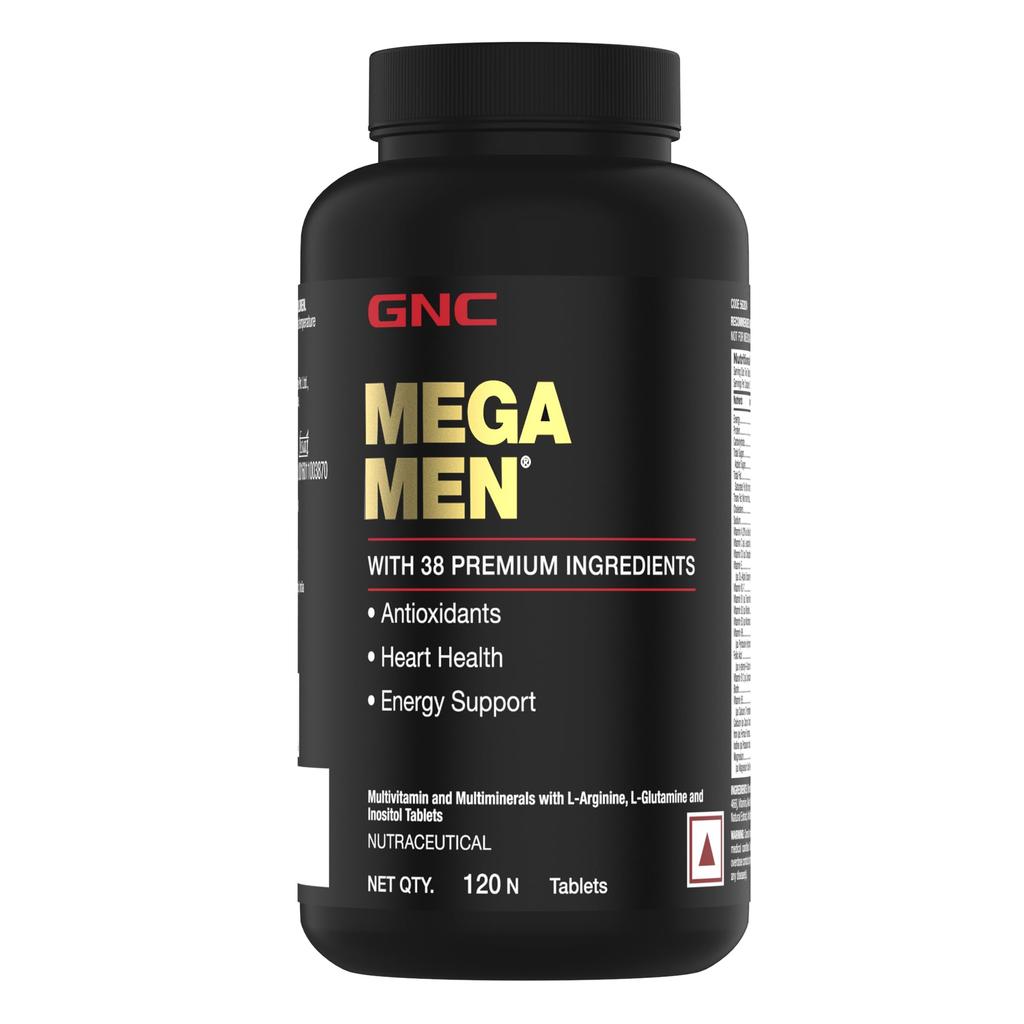 GNC Mega Men Мультивитамины для мужчин | 120 таблеток | 38 премиальных ингредиентов | Укрепляет иммунную систему | Способствует здоровью простаты и глаз | Повышает концентрацию