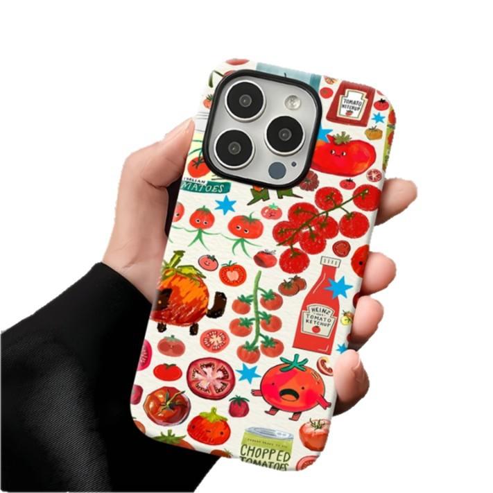 Томатная вечеринка для Apple 17promax Мультяшная милая для iPhone16pro Упаковка для камеры 15 Новые модели