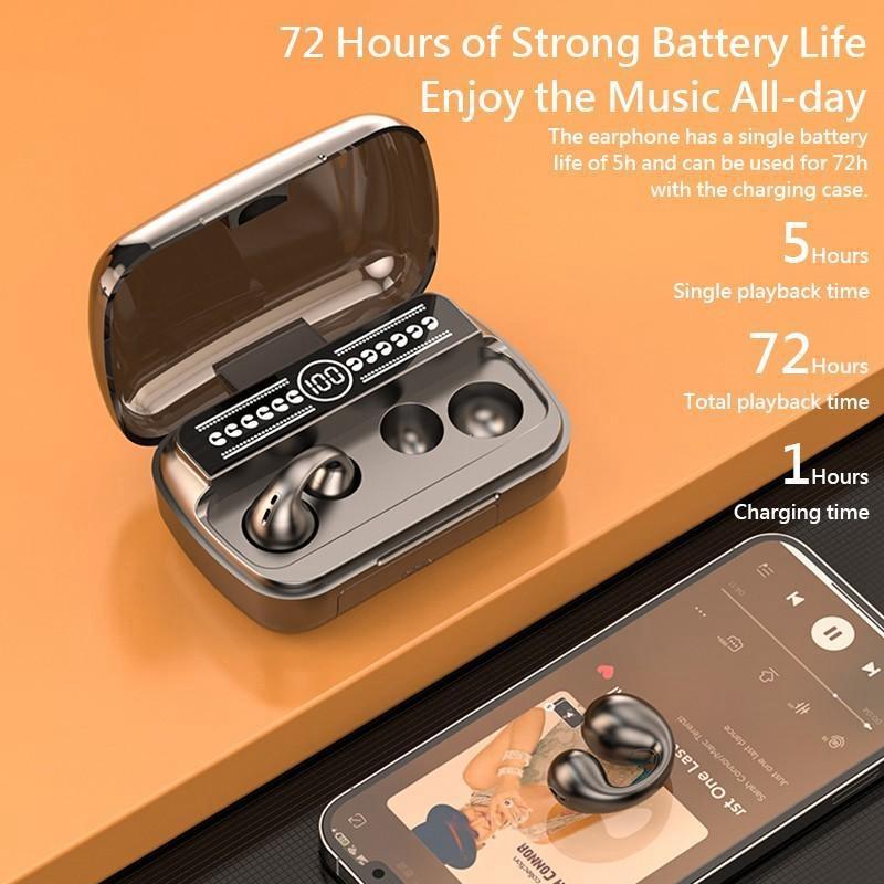 TWS Беспроводные наушники-вкладыши с зажимом для ушей Bluetooth5.3 Гарнитура с шумоподавлением Наушники для бега Беспроводные гарнитуры для активного отдыха