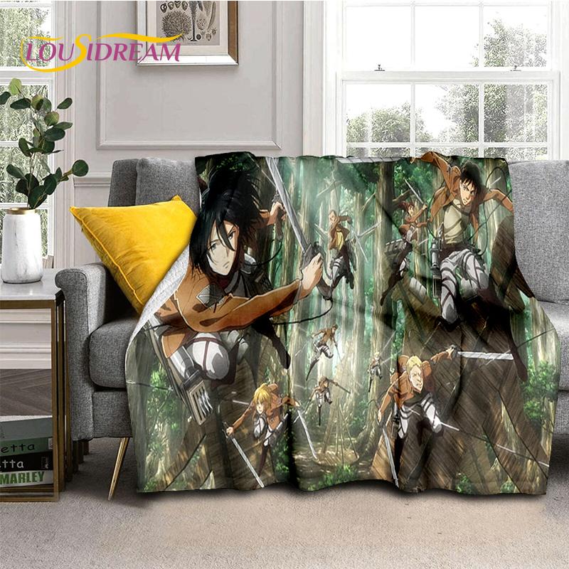 2025 Attack On Titan Eren Anime Cartoon Soft Blankets,Throw Blanket Comfortable Blanket for Picnic Beds Sofa Home Kids Gifts