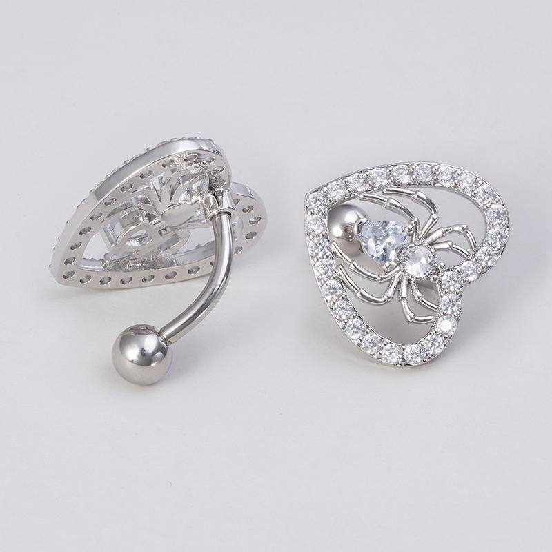 Кольцо в виде паука в форме сердца для пирсинга пупка, перевернутая изогнутая планка, украшения для тела